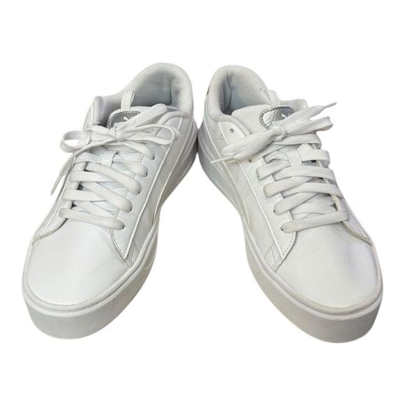 Puma Smash V3 Women's White Leather Platform Sneakers 9 - Picture 3 of 6